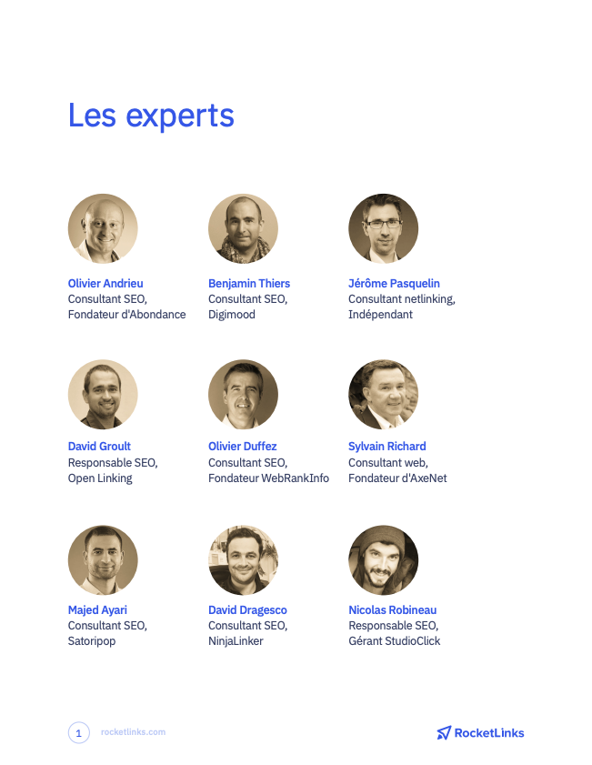 Les experts du netlinking qui ont participé au livre blanc